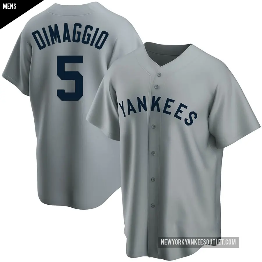 Men's New York Yankees ＃5 Joe DiMaggio Replica Gray Road Cooperstown Collection Jersey