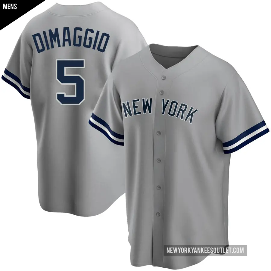 Men's New York Yankees ＃5 Joe DiMaggio Replica Gray Road Name Jersey