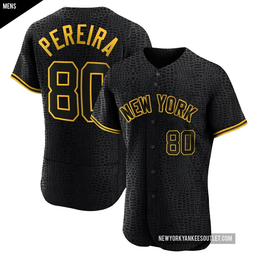 Men's New York Yankees ＃80 Everson Pereira Authentic Black Snake Skin City Jersey