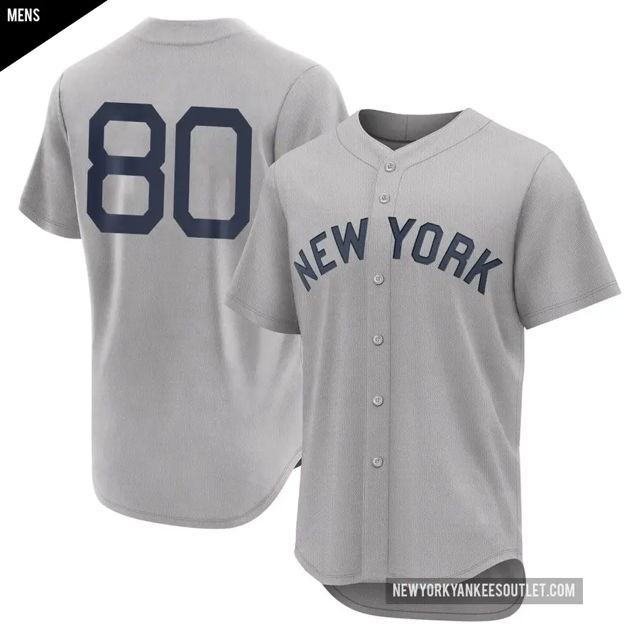 Men's New York Yankees ＃80 Everson Pereira Authentic Gray 2021 Field of Dreams Jersey