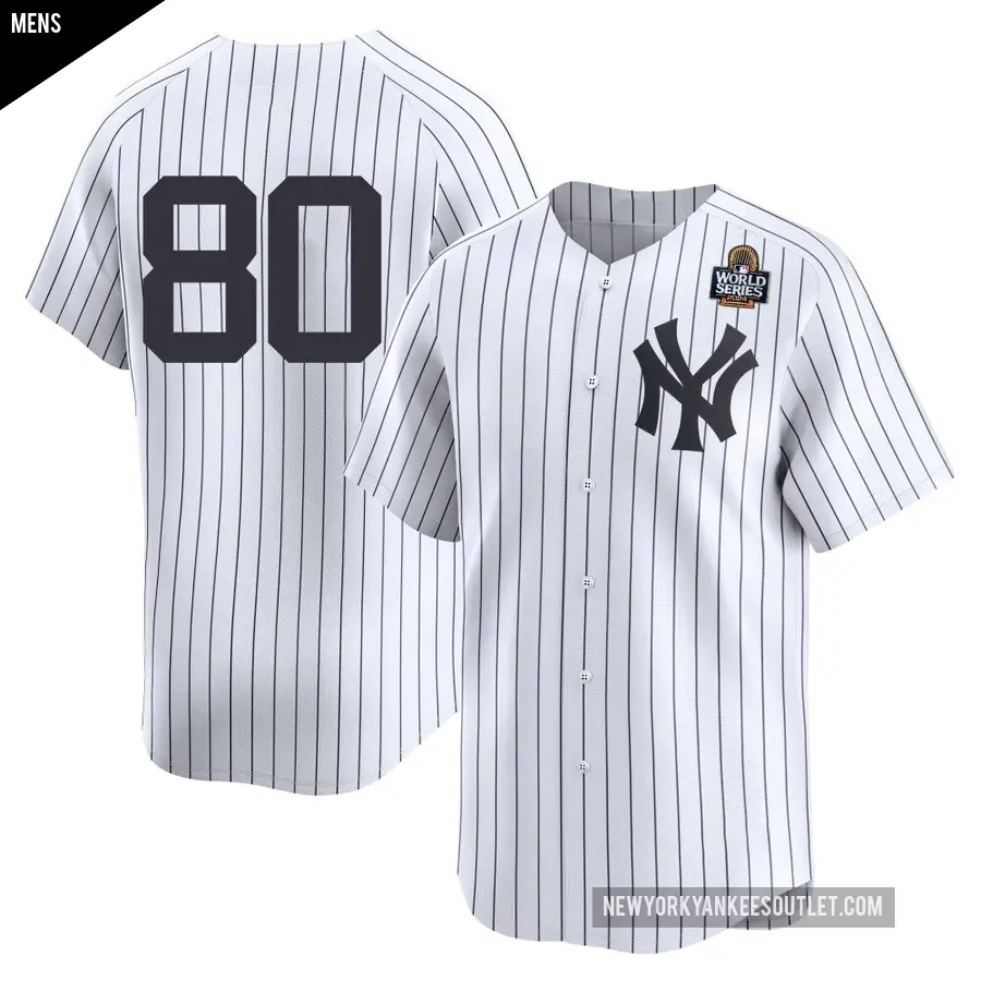 Men's New York Yankees ＃80 Everson Pereira Limited White Yankee Home 2nd 2024 World Series Jersey