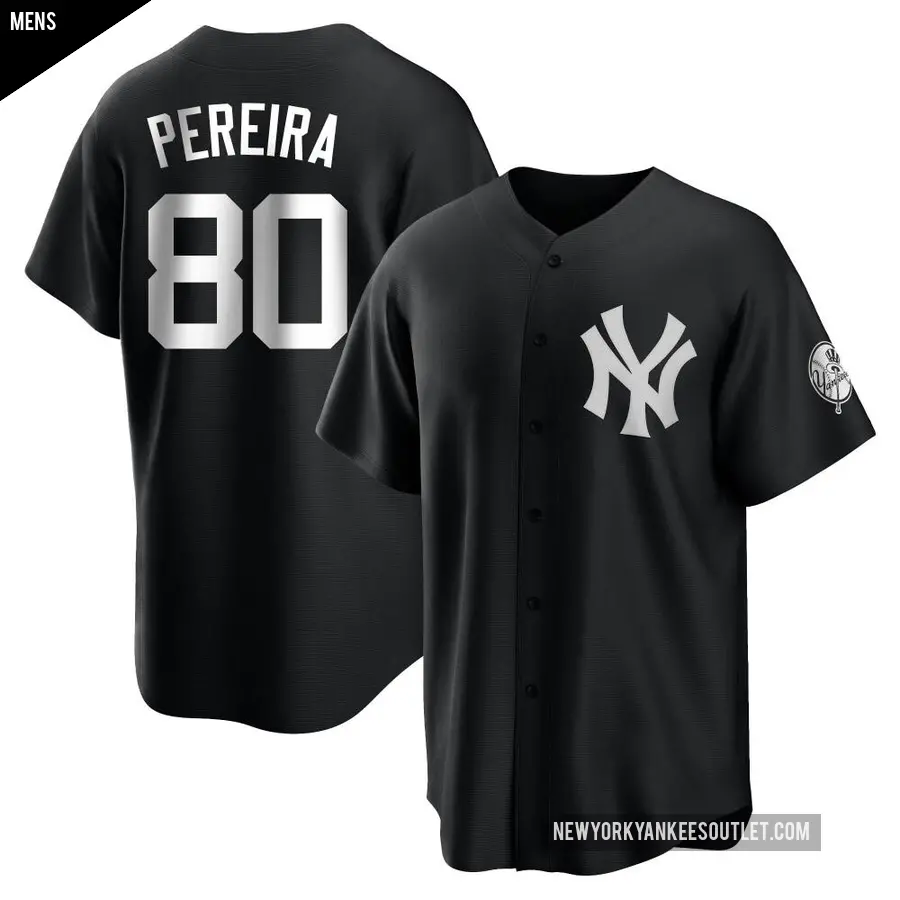 Men's New York Yankees ＃80 Everson Pereira Replica Black/White Jersey