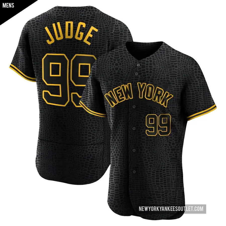 Men's New York Yankees ＃99 Aaron Judge Authentic Black Snake Skin City Jersey