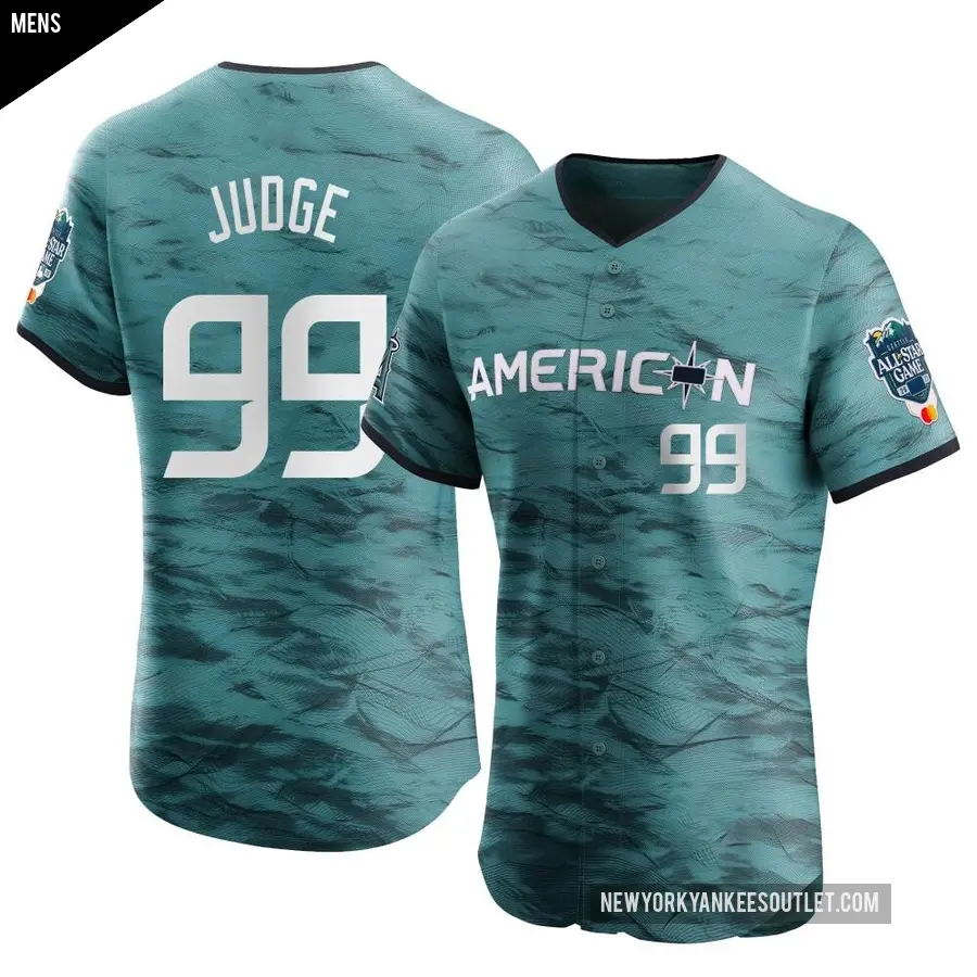 Men's New York Yankees ＃99 Aaron Judge Elite Teal American League Game Vapor Premier 2023 All-Star Jersey