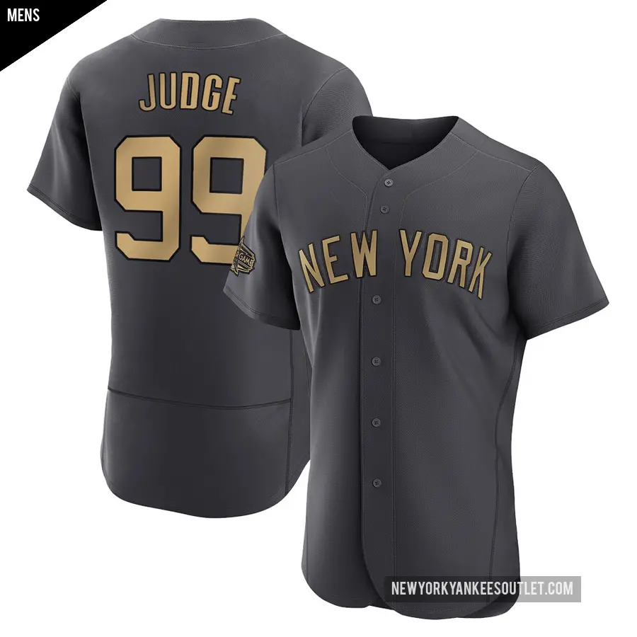 Men's New York Yankees ＃99 Aaron Judge Game Charcoal Authentic 2022 All-Star Jersey