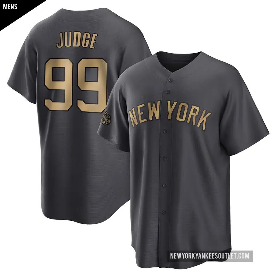 Men's New York Yankees ＃99 Aaron Judge Game Charcoal Replica 2022 All-Star Jersey