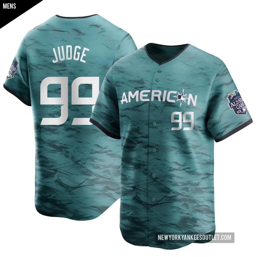 Men's New York Yankees ＃99 Aaron Judge Limited Teal American League Game 2023 All-Star Jersey