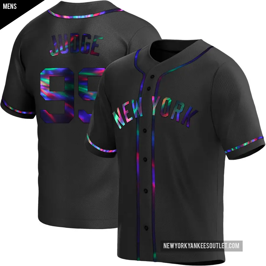 Men's New York Yankees ＃99 Aaron Judge Replica Black Holographic Alternate Jersey