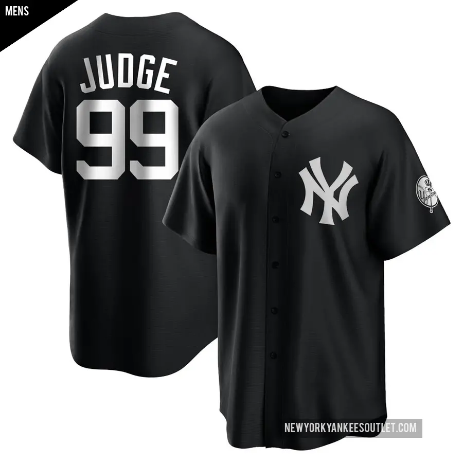 Men's New York Yankees ＃99 Aaron Judge Replica Black/White Jersey