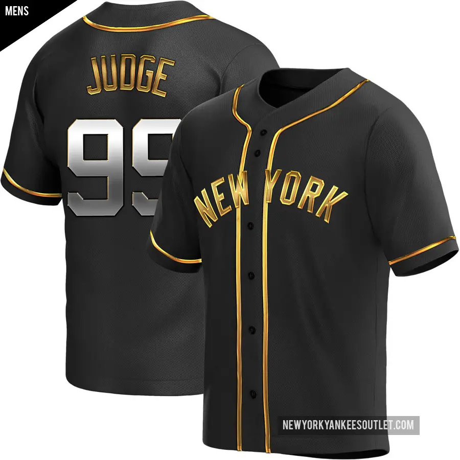 Men's New York Yankees ＃99 Aaron Judge Replica Gold Black en Alternate Jersey