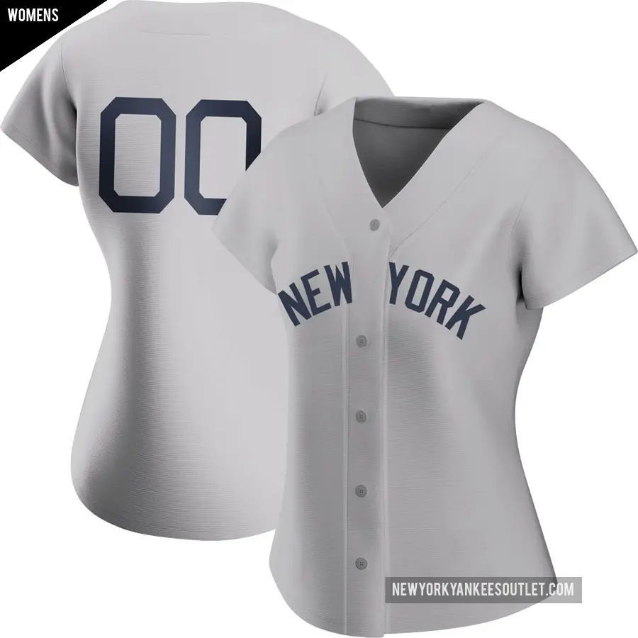 Women's New York Yankees ＃00 Custom Authentic Gray 2021 Field of Dreams Jersey