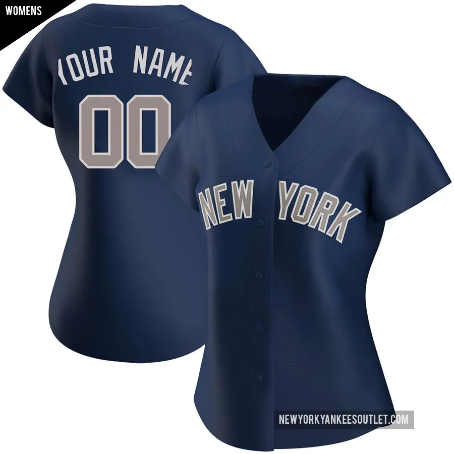 Women's New York Yankees ＃00 Custom Authentic Navy Alternate Jersey