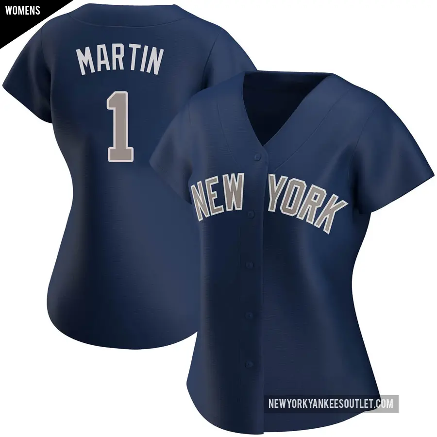 Women's New York Yankees ＃1 Billy Martin Authentic Navy Alternate Jersey