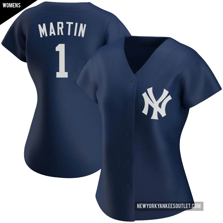 Women's New York Yankees ＃1 Billy Martin Authentic Navy Alternate Team Jersey