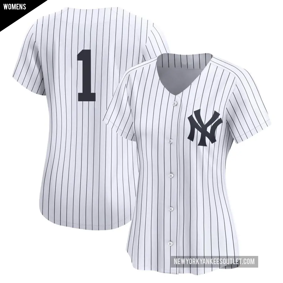 Women's New York Yankees ＃1 Billy Martin Limited White Yankee Home 2nd Jersey