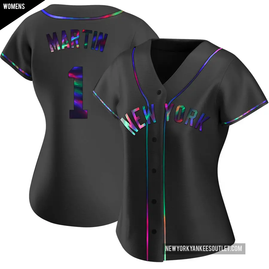 Women's New York Yankees ＃1 Billy Martin Replica Black Holographic Alternate Jersey