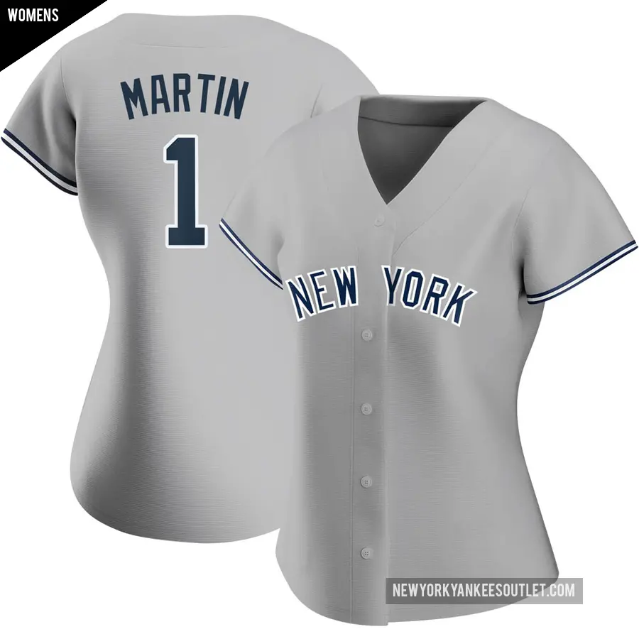 Women's New York Yankees ＃1 Billy Martin Replica Gray Road Name Jersey