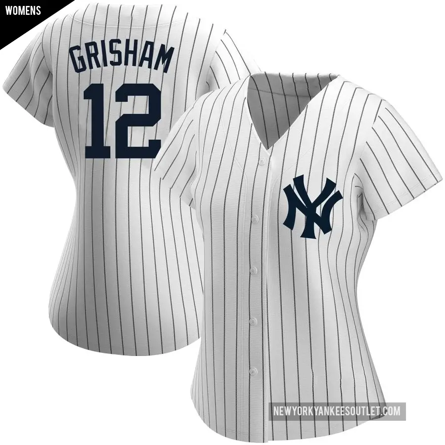 Women's New York Yankees ＃12 Trent Grisham Replica White Home Name Jersey