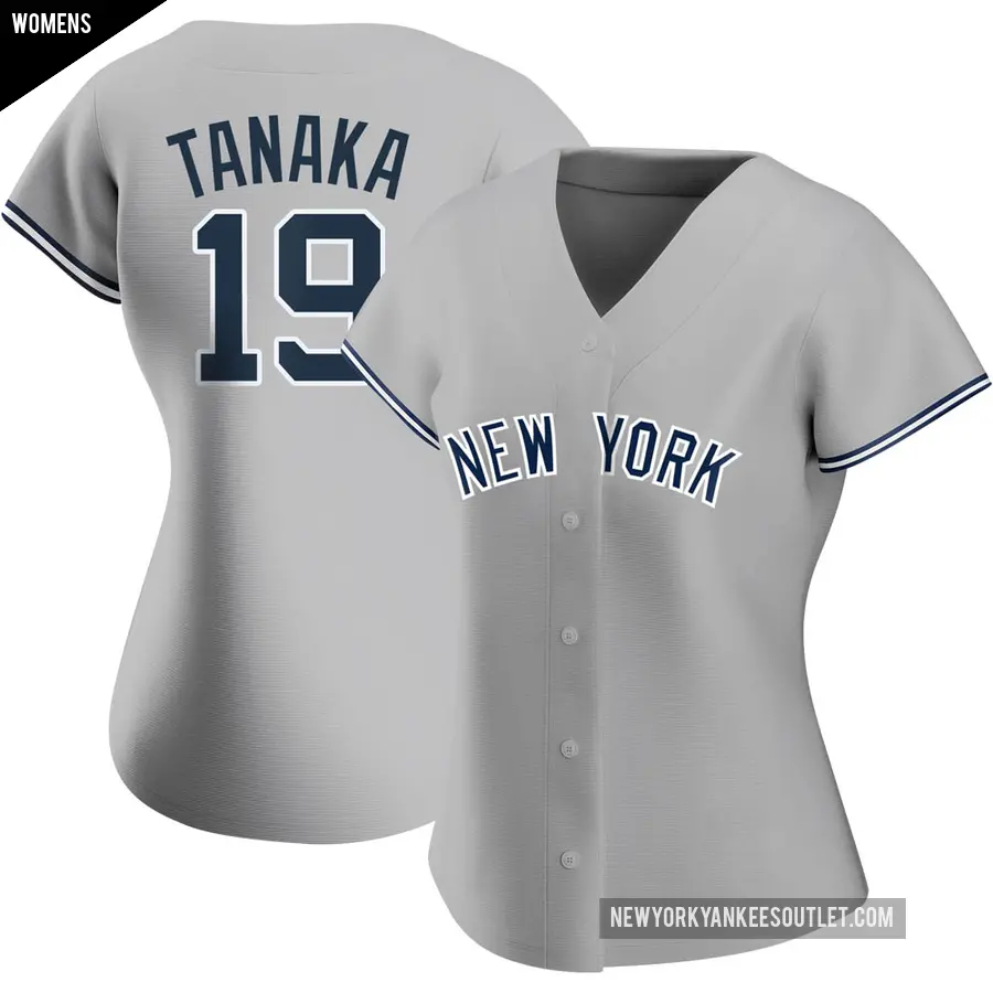 Women's New York Yankees ＃19 Masahiro Tanaka Authentic Gray Road Name Jersey