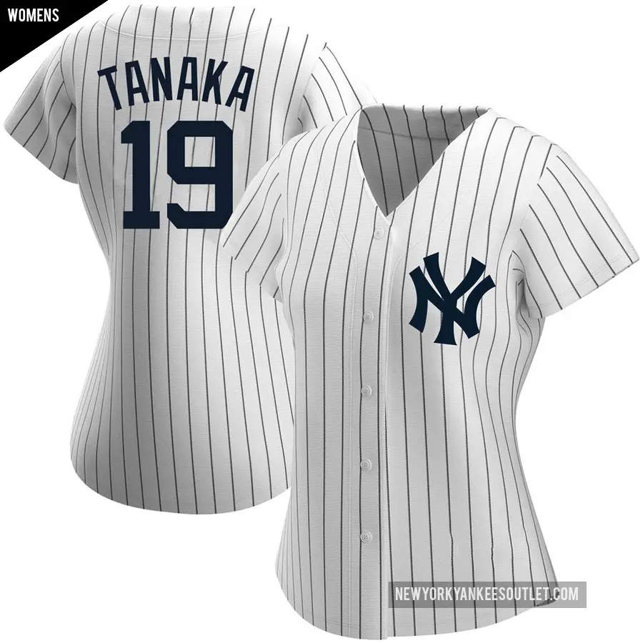 Women's New York Yankees ＃19 Masahiro Tanaka Authentic White Home Name Jersey