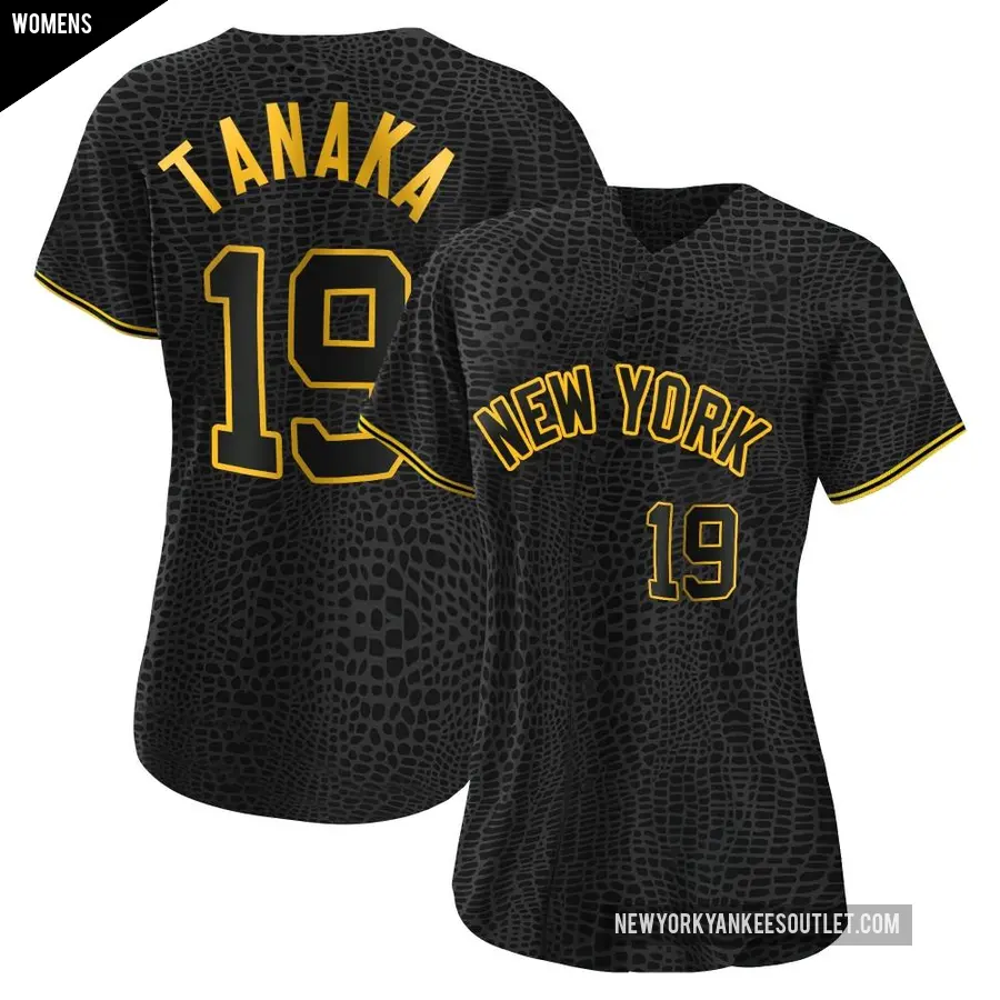 Women's New York Yankees ＃19 Masahiro Tanaka Replica Black Snake Skin City Jersey