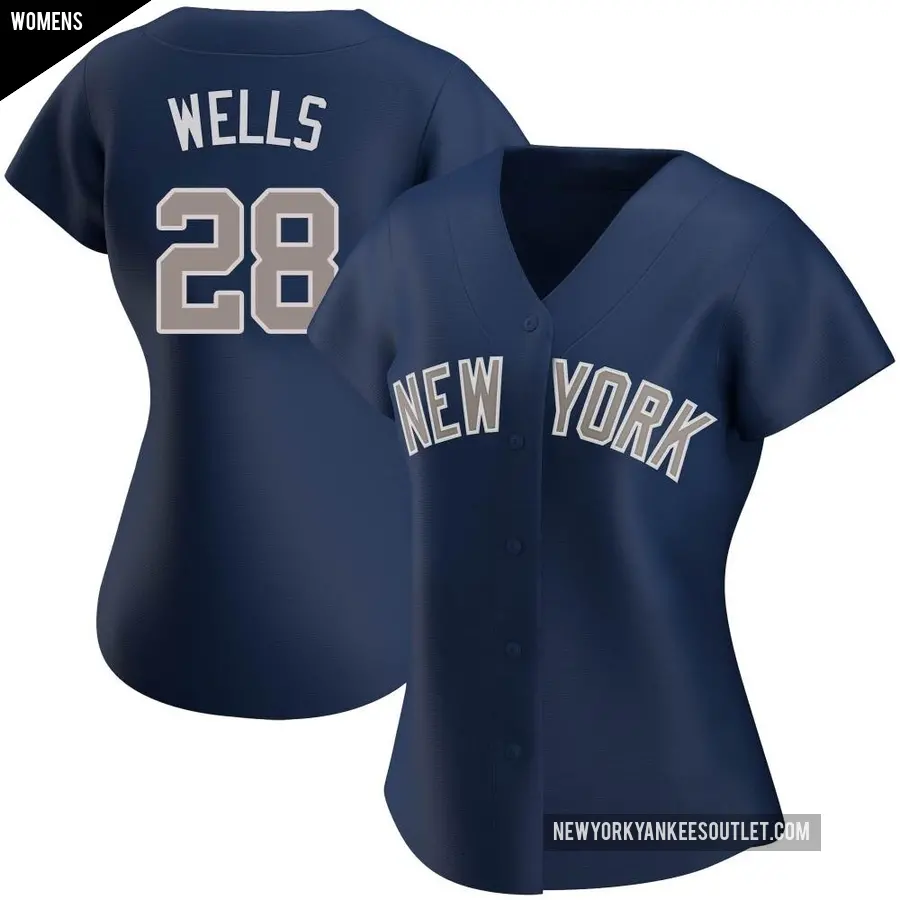 Women's New York Yankees ＃28 Austin Wells Authentic Navy Alternate Jersey