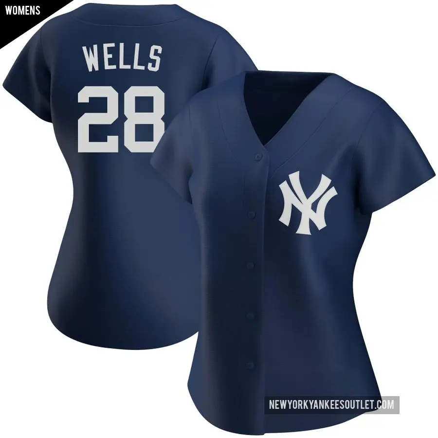 Women's New York Yankees ＃28 Austin Wells Authentic Navy Alternate Team Jersey