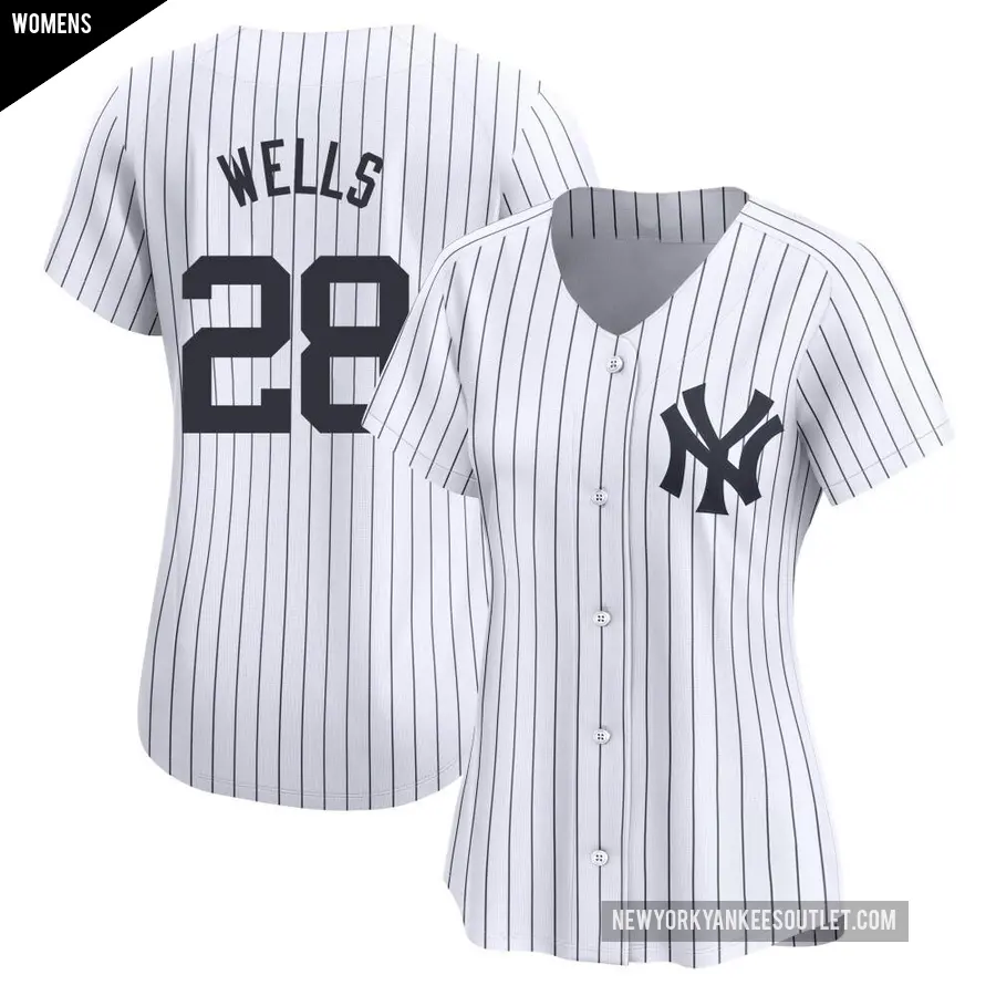 Women's New York Yankees ＃28 Austin Wells Limited White Yankee Home Jersey