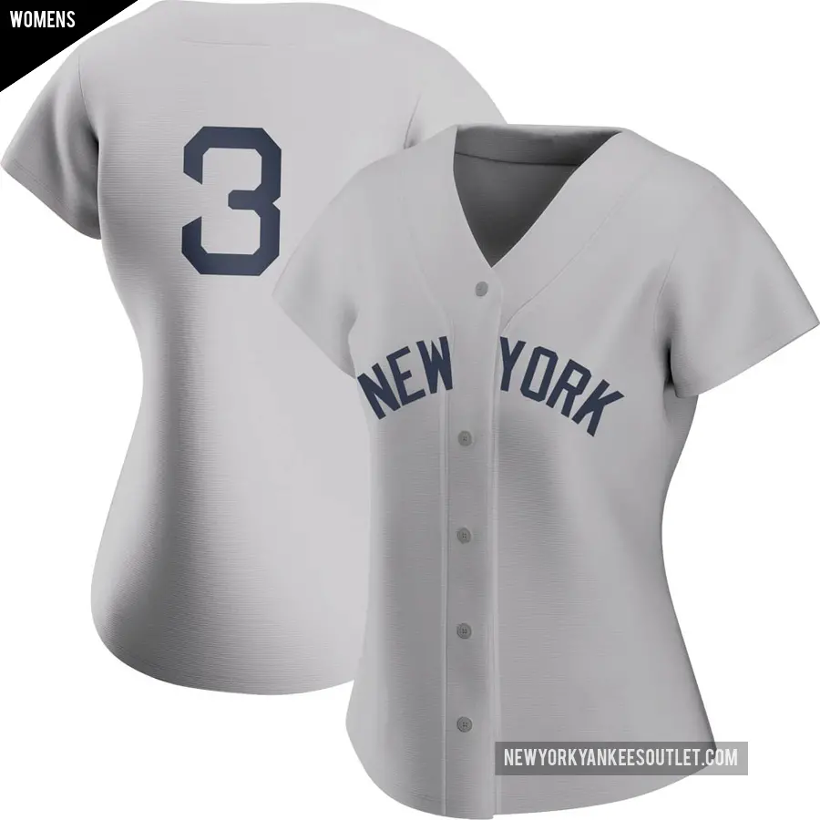 Women's New York Yankees ＃3 Babe Ruth Authentic Gray 2021 Field of Dreams Jersey