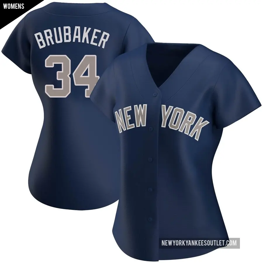 Women's New York Yankees ＃34 JT Brubaker Authentic Navy Alternate Jersey