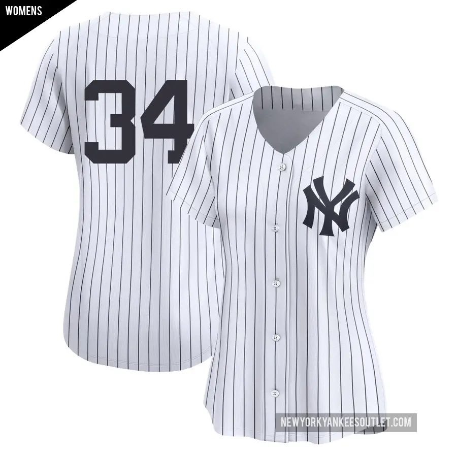 Women's New York Yankees ＃34 JT Brubaker Limited White Yankee Home 2nd Jersey