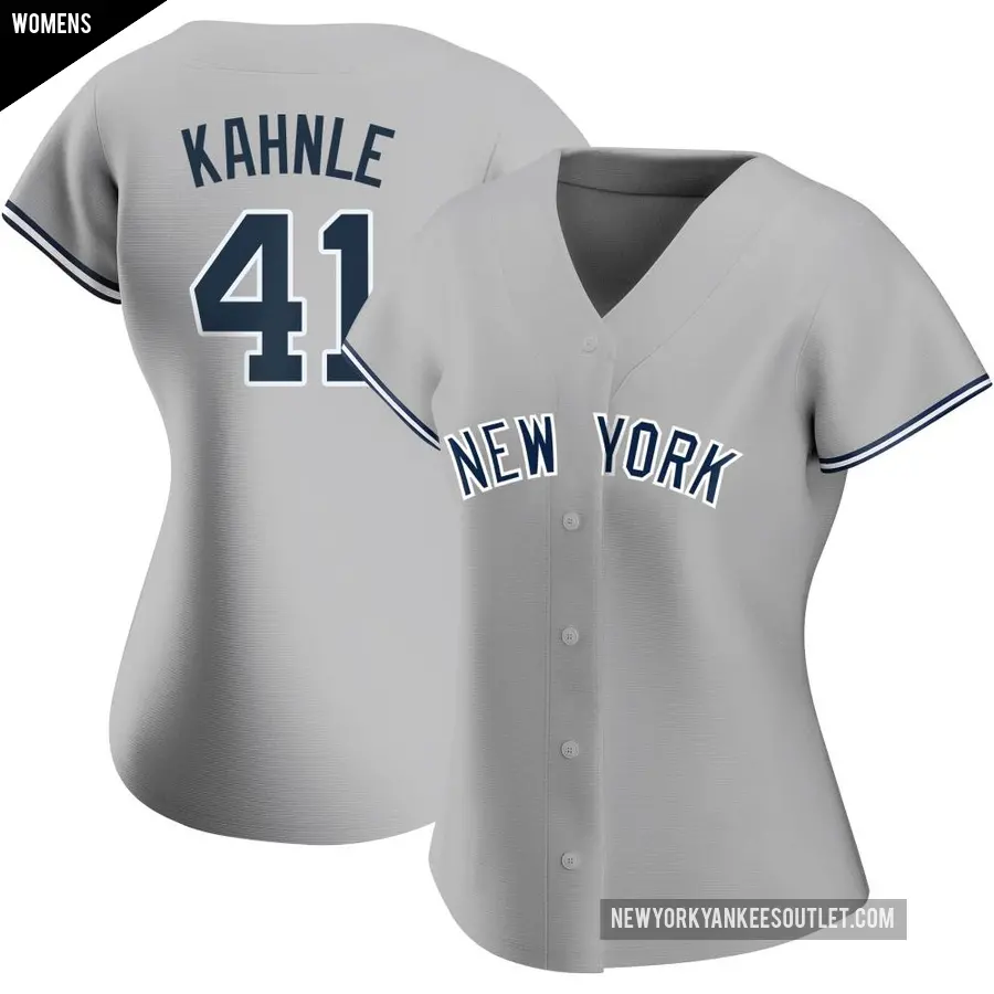 Women's New York Yankees ＃41 Tommy Kahnle Authentic Gray Road Name Jersey