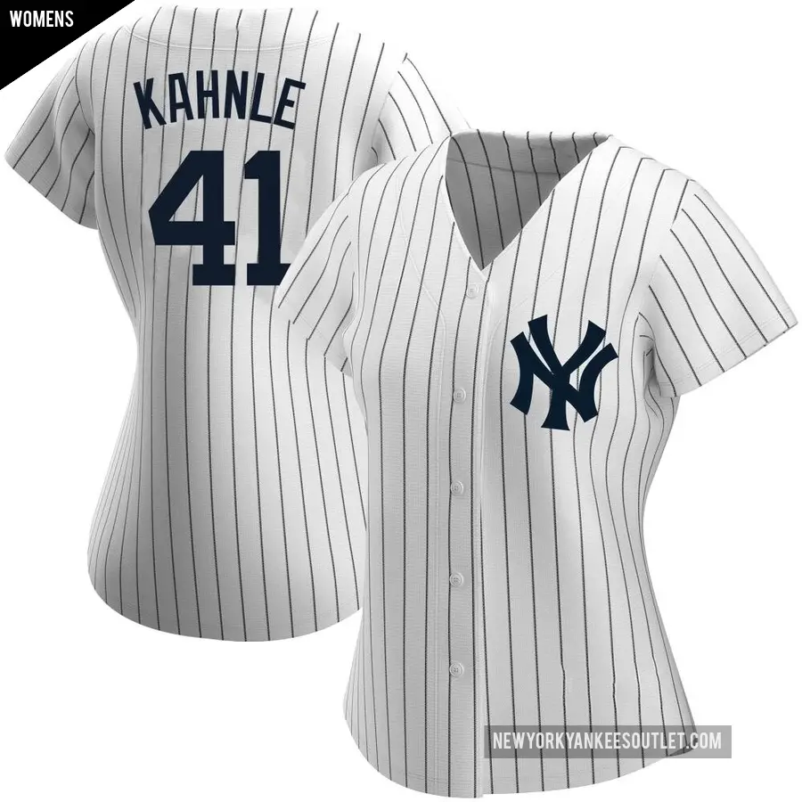 Women's New York Yankees ＃41 Tommy Kahnle Authentic White Home Name Jersey