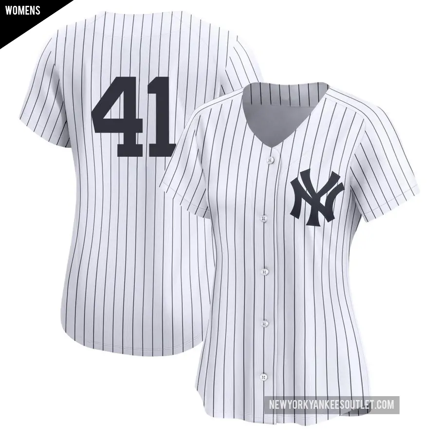 Women's New York Yankees ＃41 Tommy Kahnle Limited White Yankee Home 2nd Jersey