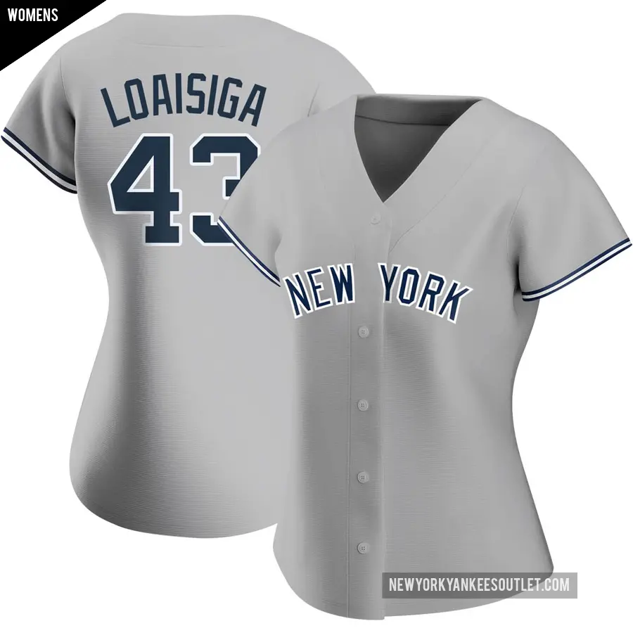 Women's New York Yankees ＃43 Jonathan Loaisiga Authentic Gray Road Name Jersey