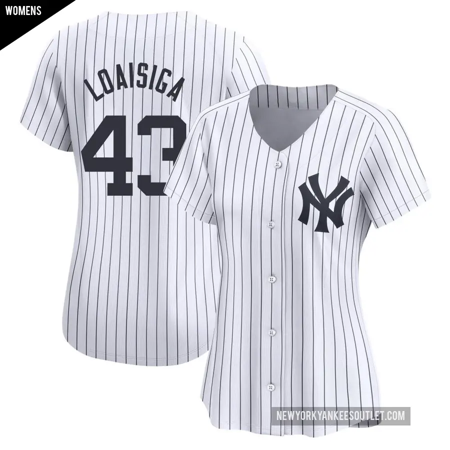 Women's New York Yankees ＃43 Jonathan Loaisiga Limited White Yankee Home Jersey