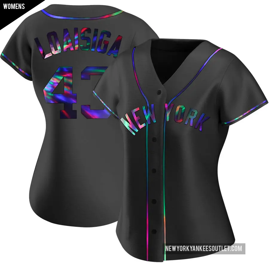 Women's New York Yankees ＃43 Jonathan Loaisiga Replica Black Holographic Alternate Jersey