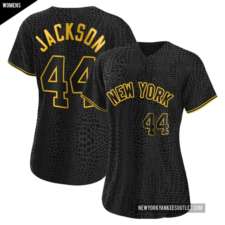 Women's New York Yankees ＃44 Reggie Jackson Authentic Black Snake Skin City Jersey