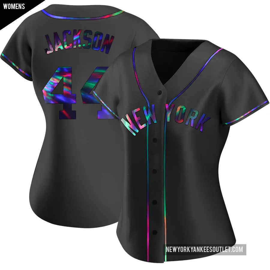 Women's New York Yankees ＃44 Reggie Jackson Replica Black Holographic Alternate Jersey