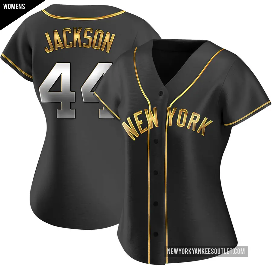 Women's New York Yankees ＃44 Reggie Jackson Replica Gold Black en Alternate Jersey