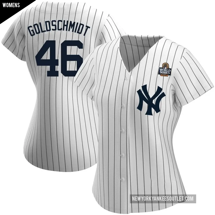 Women's New York Yankees ＃46 Paul Goldschmidt Authentic Gold White Home Name 2024 World Series Jersey