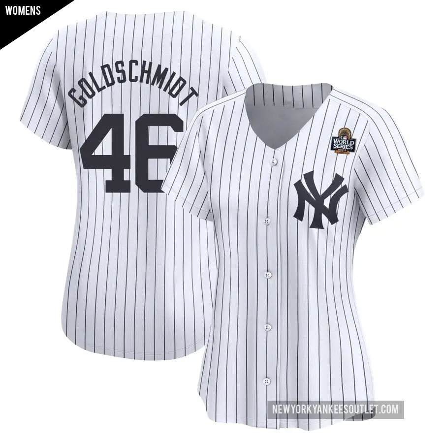 Women's New York Yankees ＃46 Paul Goldschmidt Limited Gold Yankee White Home 2024 World Series Jersey