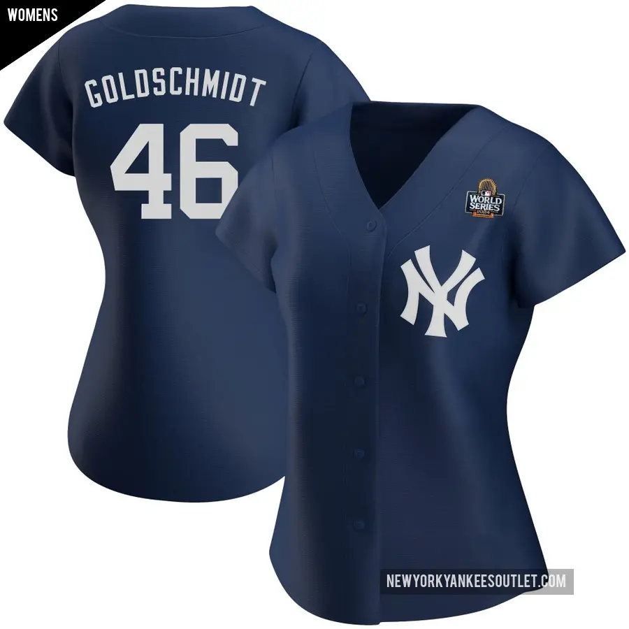 Women's New York Yankees ＃46 Paul Goldschmidt Replica Gold Navy Alternate Team 2024 World Series Jersey