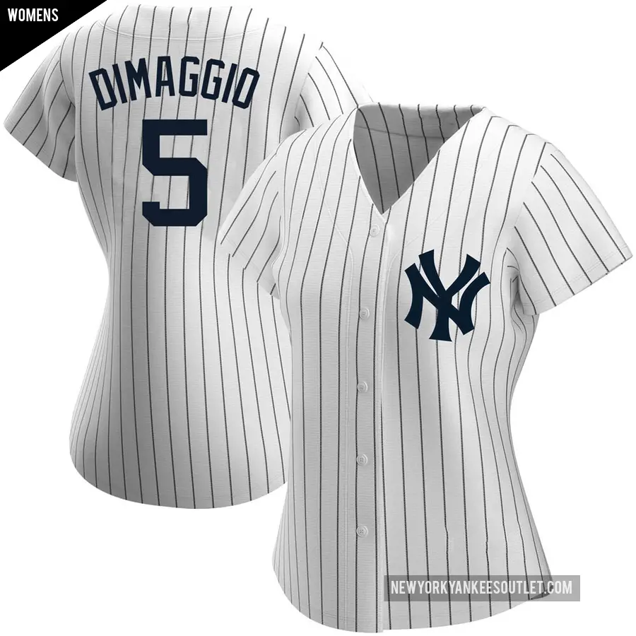 Women's New York Yankees ＃5 Joe DiMaggio Authentic White Home Name Jersey