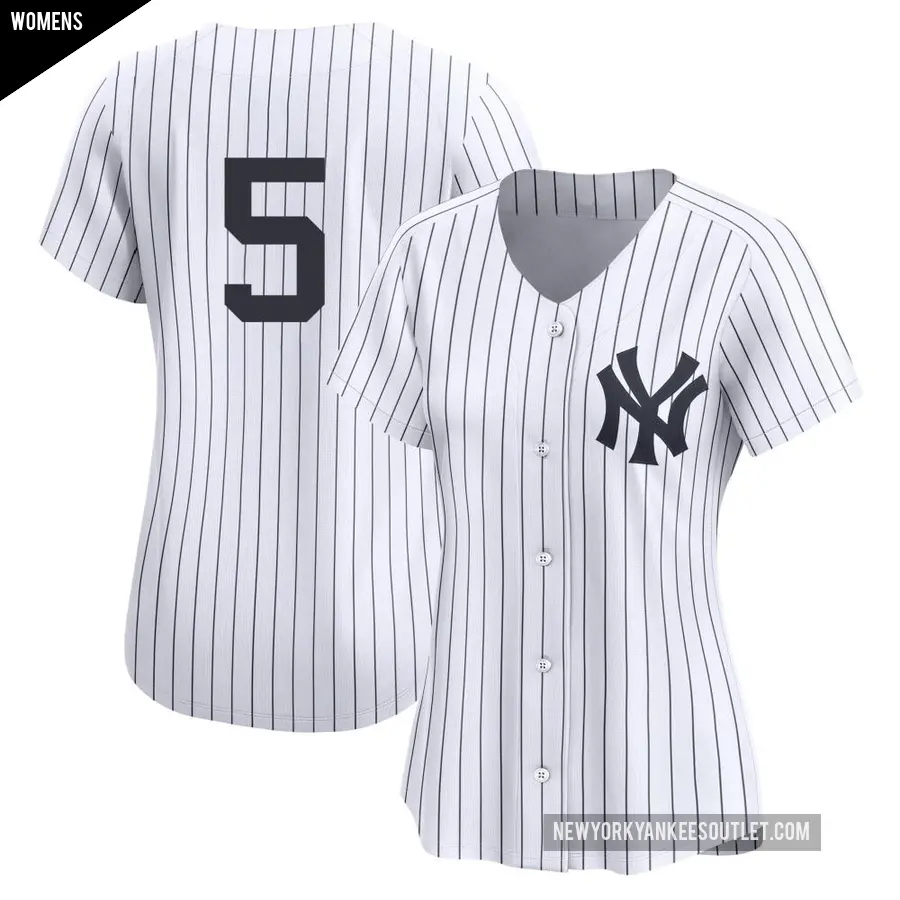 Women's New York Yankees ＃5 Joe DiMaggio Limited White Yankee Home 2nd Jersey