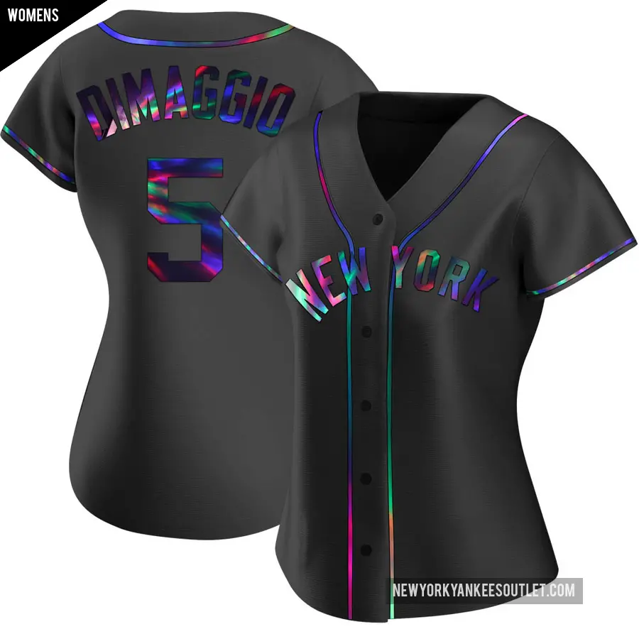 Women's New York Yankees ＃5 Joe DiMaggio Replica Black Holographic Alternate Jersey