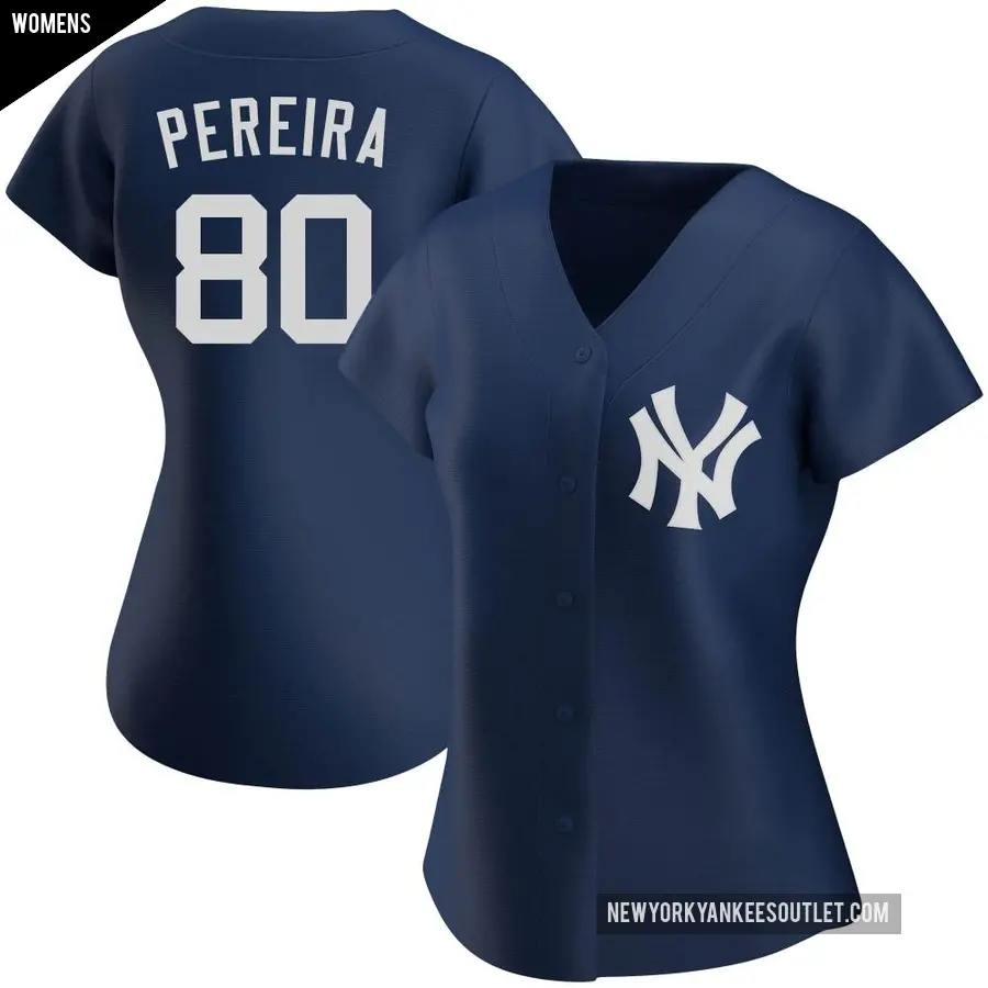 Women's New York Yankees ＃80 Everson Pereira Authentic Navy Alternate Team Jersey