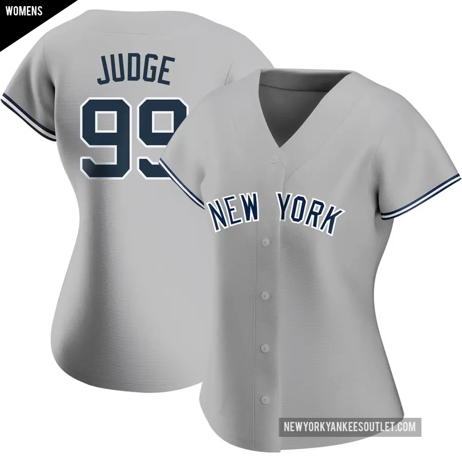 Women's New York Yankees ＃99 Aaron Judge Authentic Gray Road Name Jersey