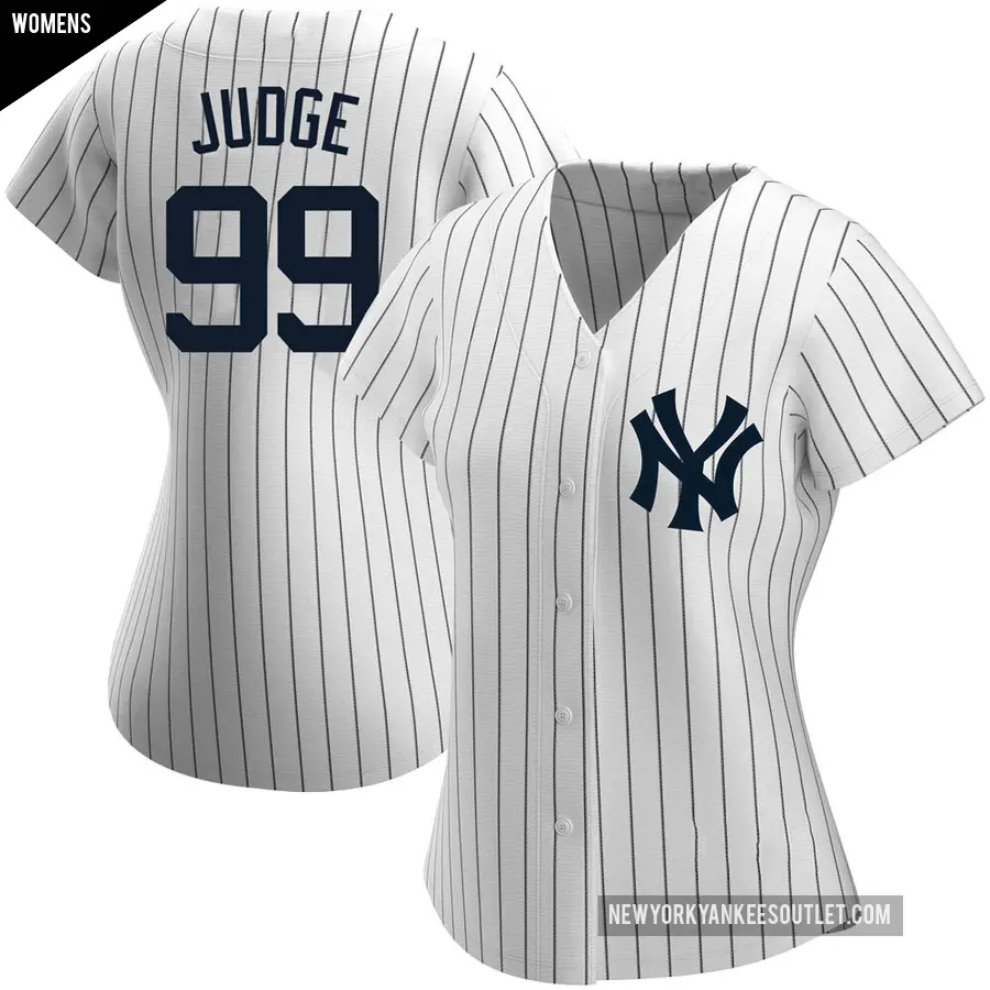 Women's New York Yankees ＃99 Aaron Judge Authentic White Home Name Jersey