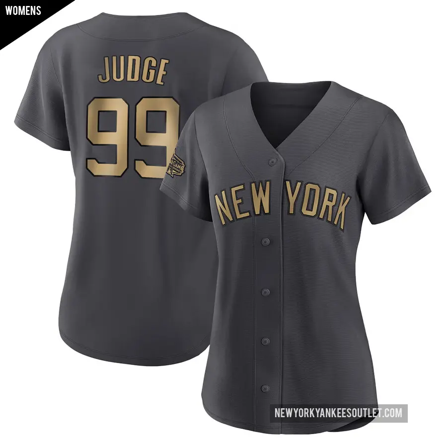 Women's New York Yankees ＃99 Aaron Judge Game Charcoal Authentic 2022 All-Star Jersey